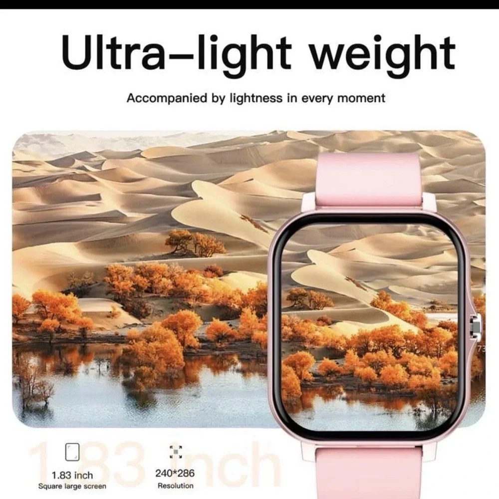 Smart Watch Pink Bluetooth for iPhone Android Samsung Men Women Fitness Tracker